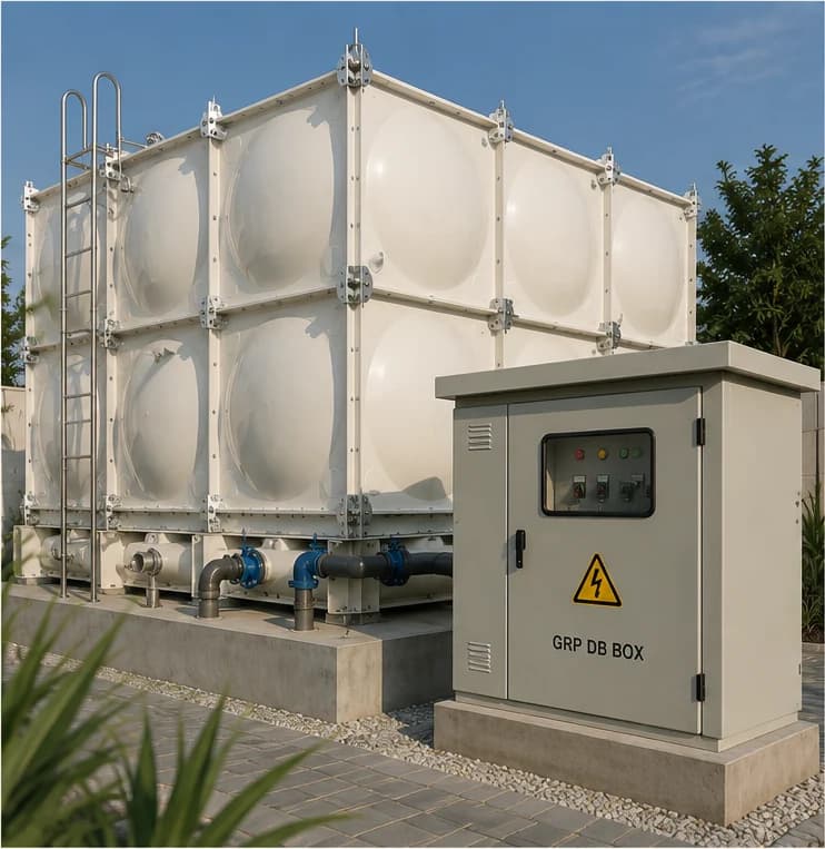GRP panel tank and custom GRP DB box